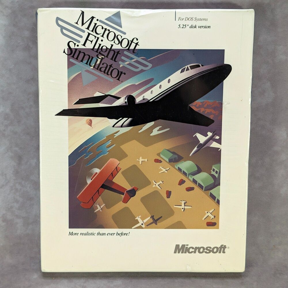 Vintage 1991 Microsoft Flight Simulator Version 4.0 DOS 5.25 Disk Factory Sealed